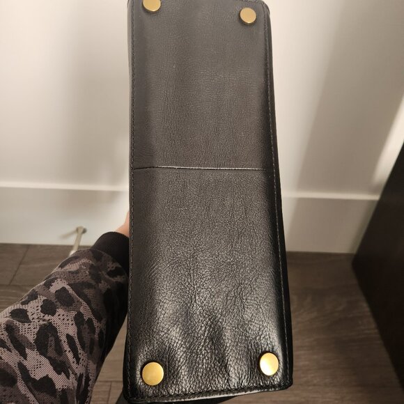 FOSSIL Black and White Leather Tote Bag - Picture 4 of 6